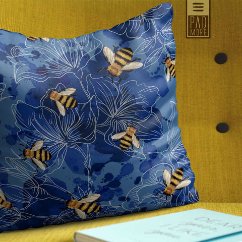 Bees in Blue Sky Pillow
