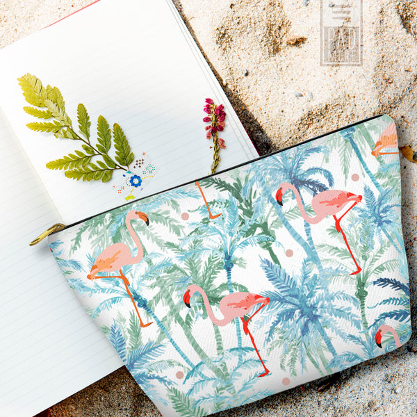 Flamingos on Palms Pouch