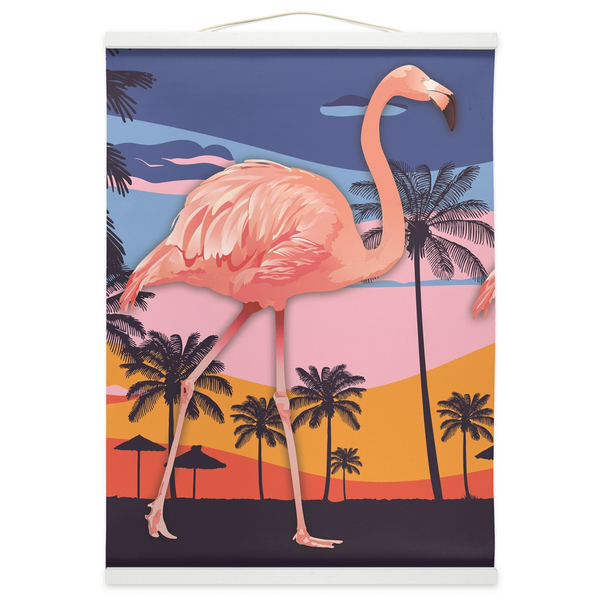 Flamingo on the Move Hanging Canvas